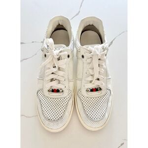 Gucci Perforated Leather PRAGA Sneakers Men 10 G White Web Stripe Low Top